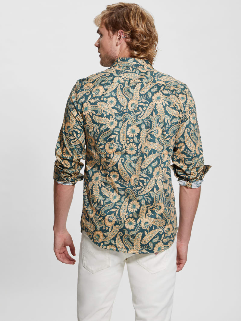 Guess Luxe Paisley Shirt - Paisley Floral Green