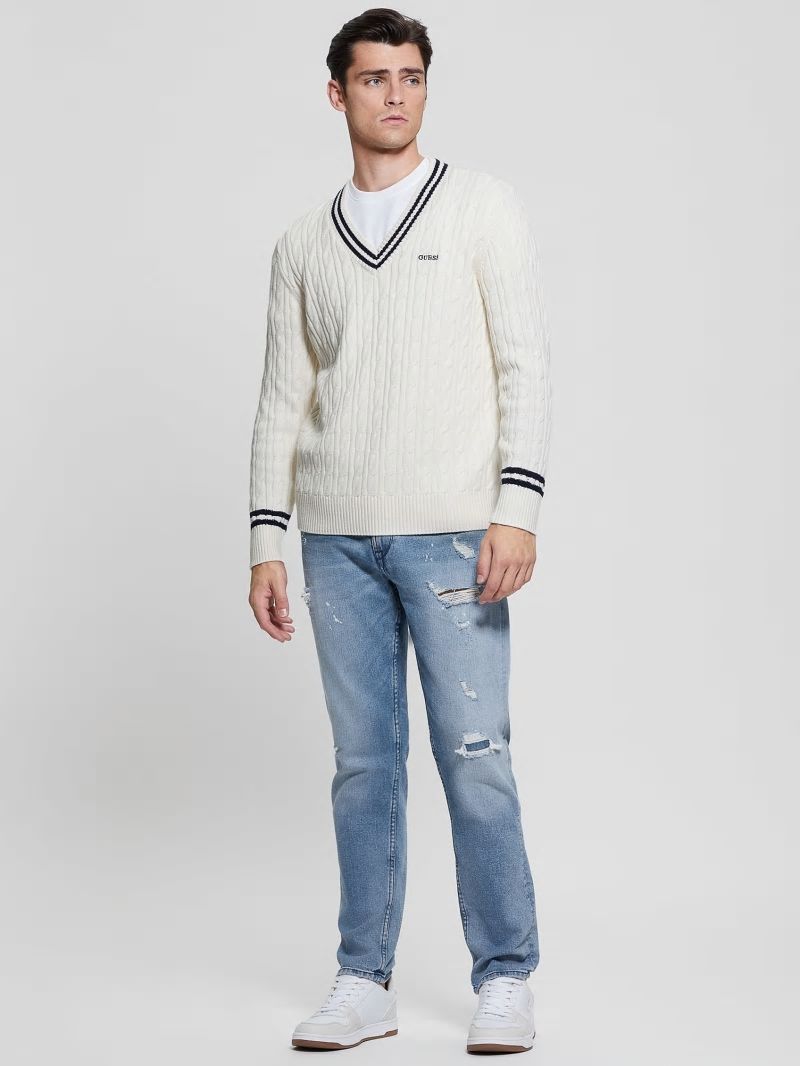 Guess Eco Briscoe Embroidered Sweater - Salt White