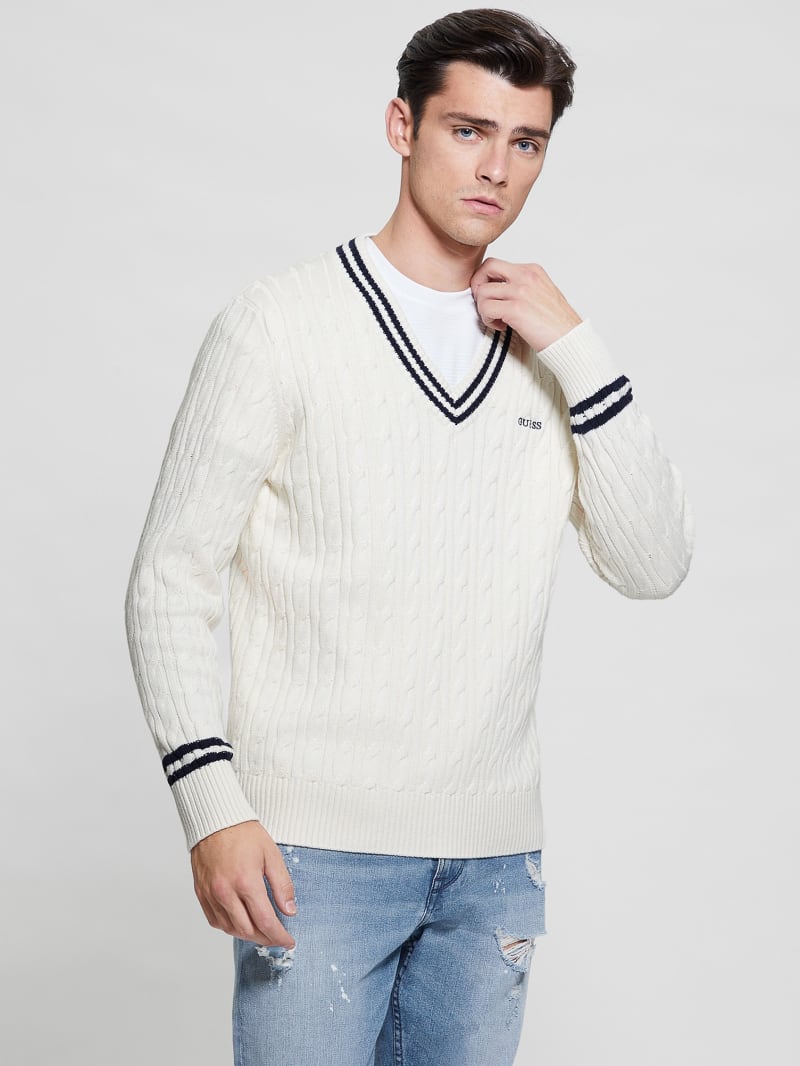Guess Eco Briscoe Embroidered Sweater - Salt White
