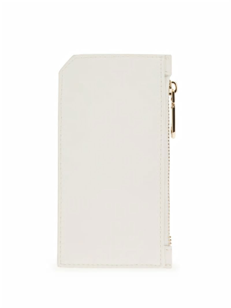 Guess Faux-Leather Zip Card Holder - White Multi