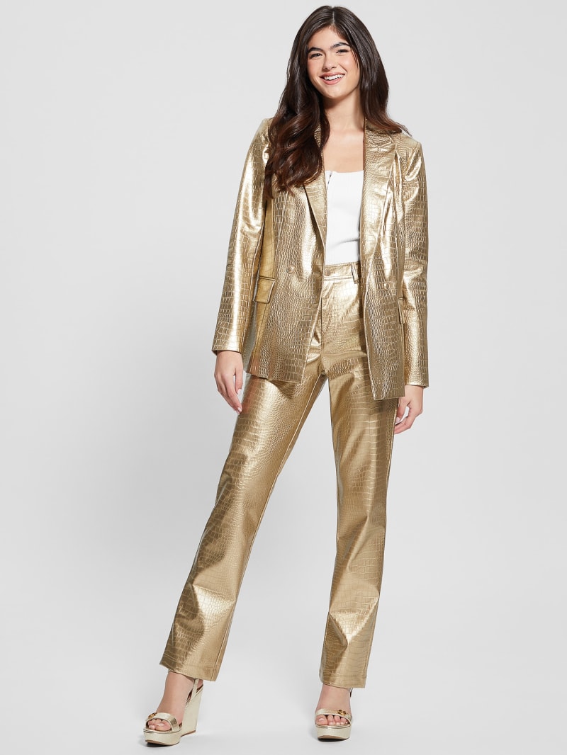 Guess Diletta Faux-Leather Blazer - Light Gold