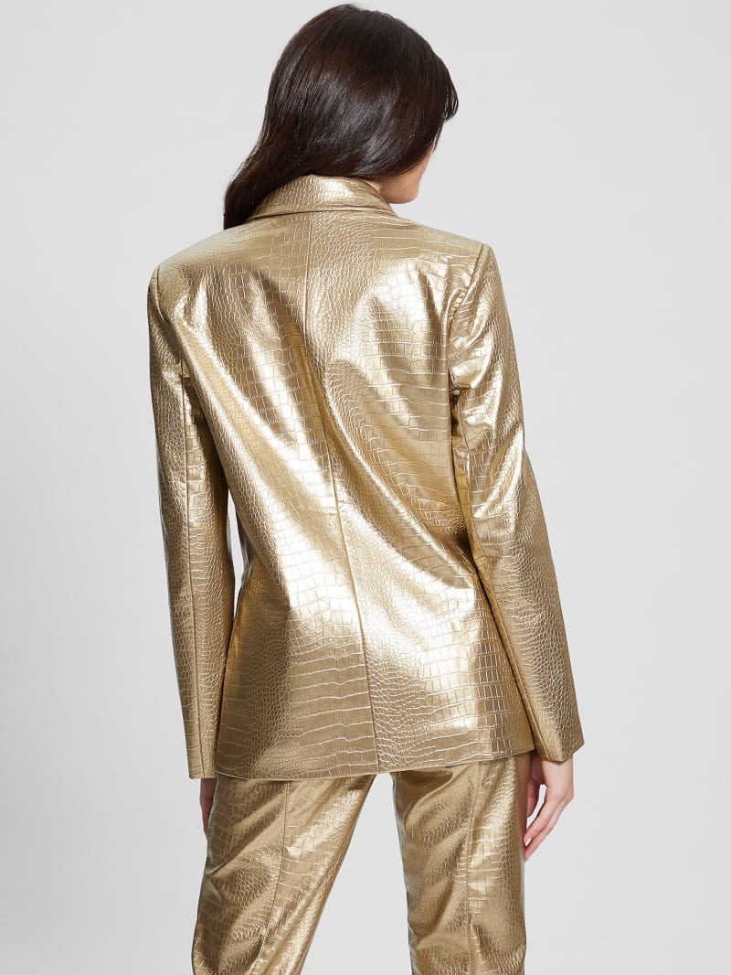 Guess Diletta Faux-Leather Blazer - Light Gold