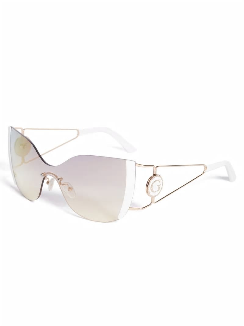 Guess Mirrored Rimless Cateye Sunglasses - White