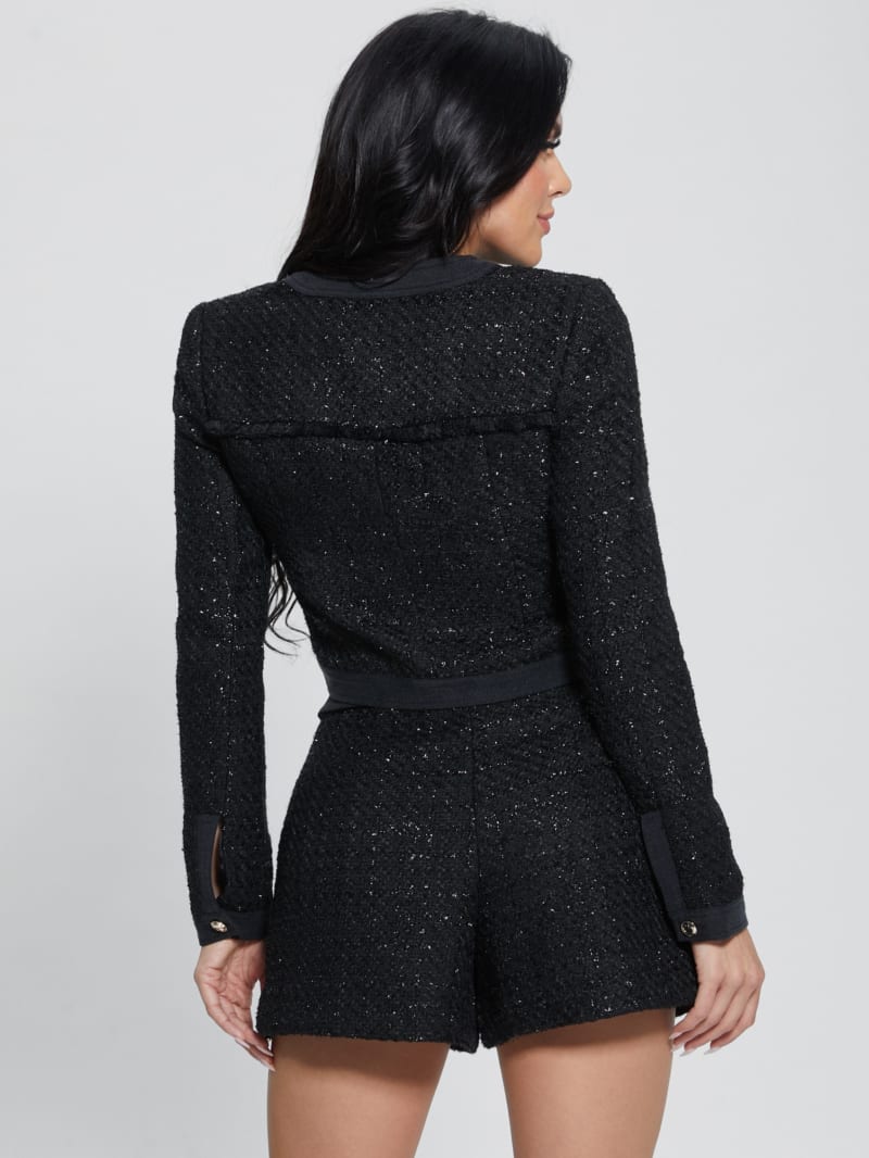 Guess Clarissa Metallic Tweed Jacket - Black Tweed Fantasy