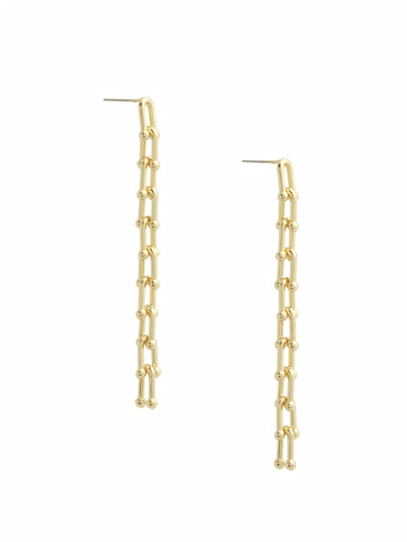 Guess 14K Gold-Plated Linear Chain Earrings - Gold