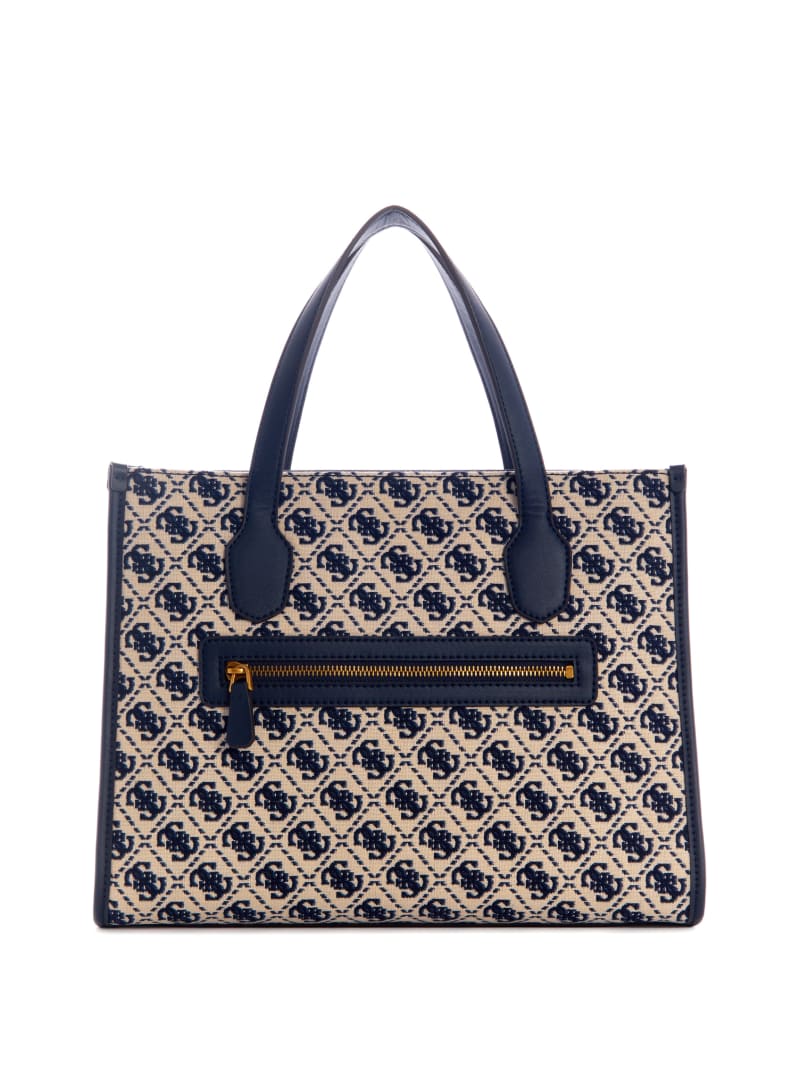 Guess Izzy Jacquard Logo Tote - Navy Logo