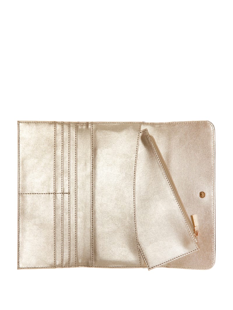 Guess Ginevra Logo Clutch Wallet - Latte Logo