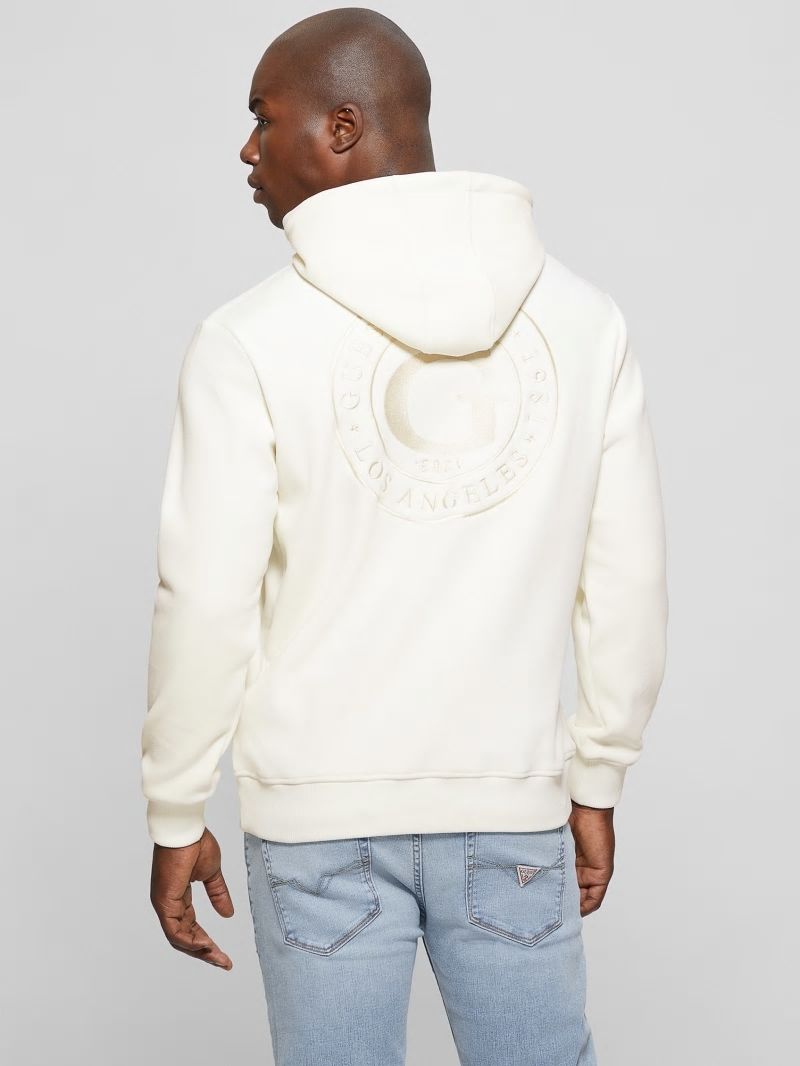 Guess Bonded Velvet GUESS Hoodie - Salt White