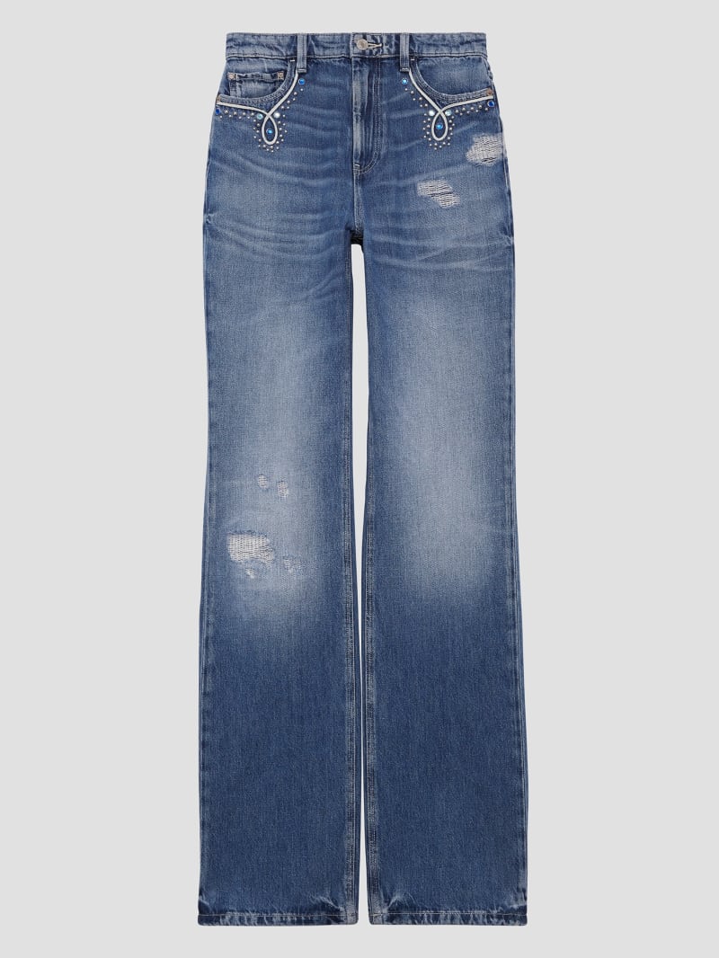 Guess 80s Embellished Distressed Straight Jeans - Wild Heart