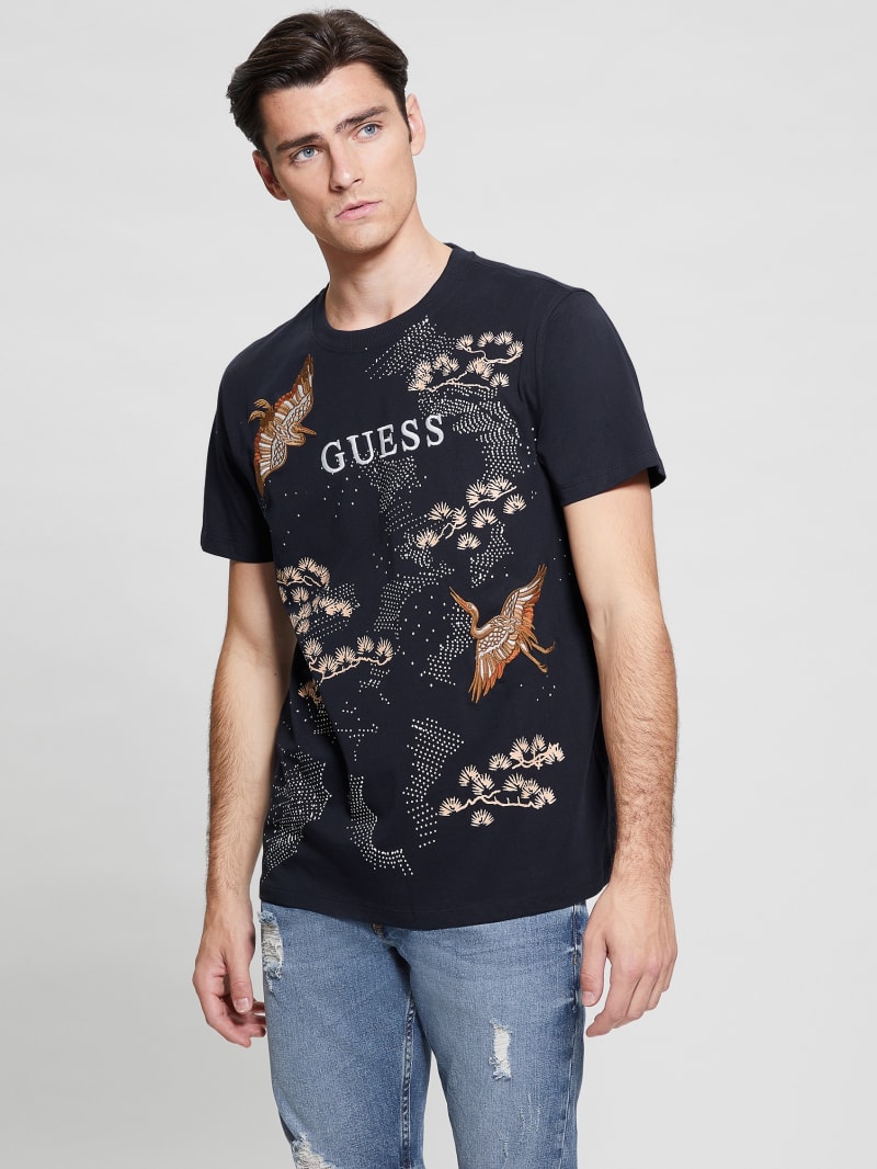 Guess Eco Logo Bird Tee - Bleu éLéGant