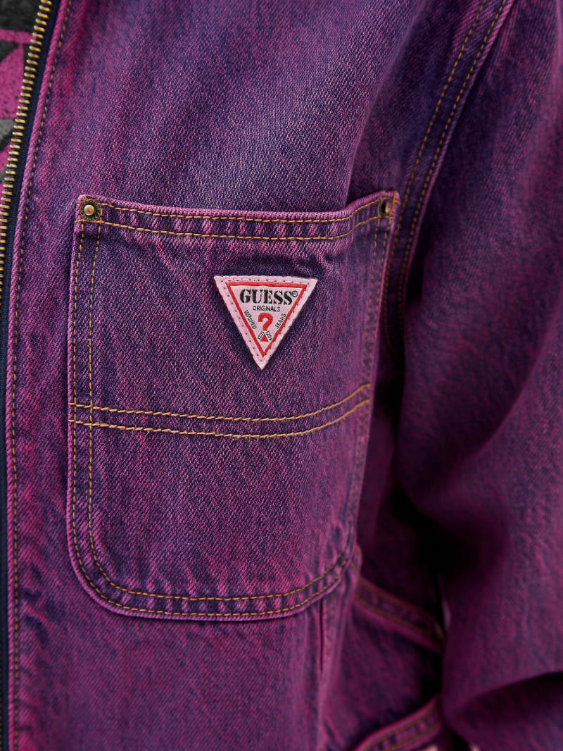 Guess GUESS Originals Cropped Carpenter Jacket - Go Acid Fuchsia