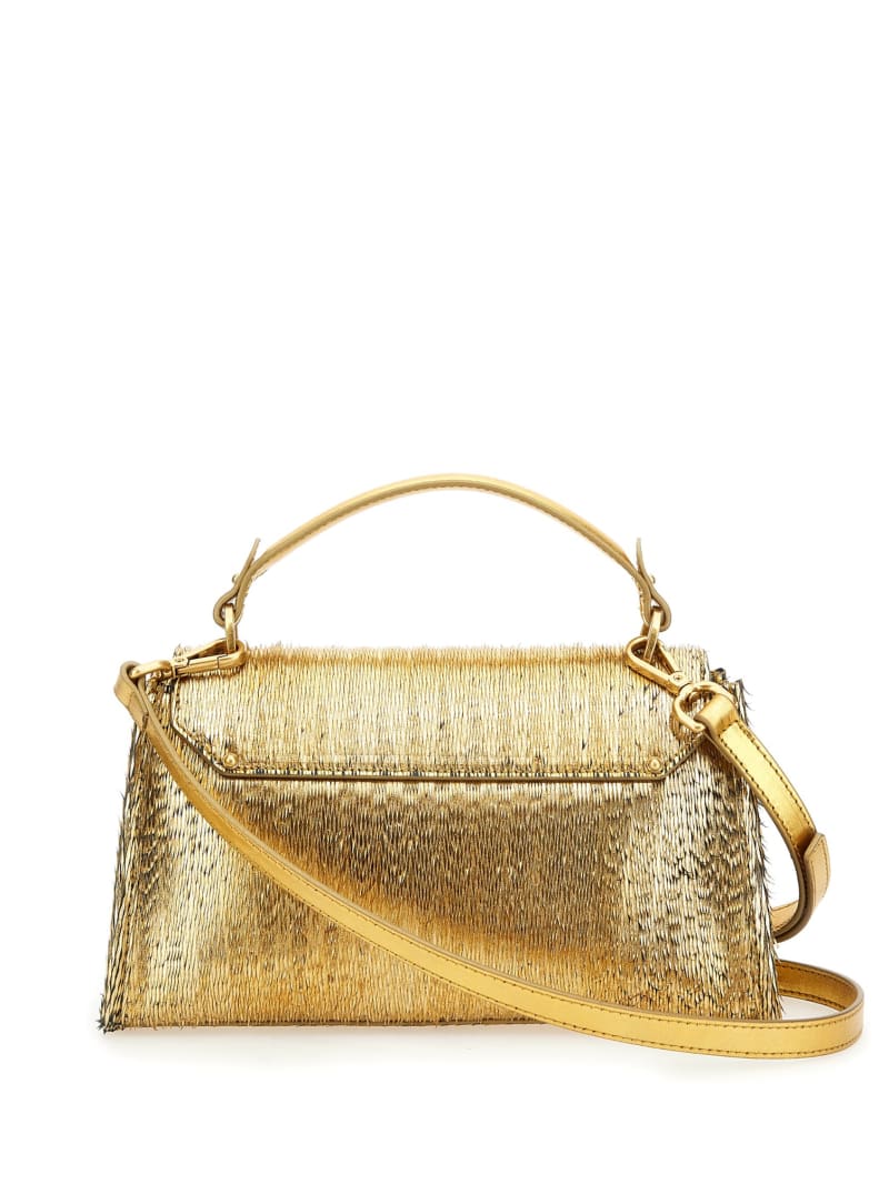 Guess Alia Textured Satchel - Silver/Gold