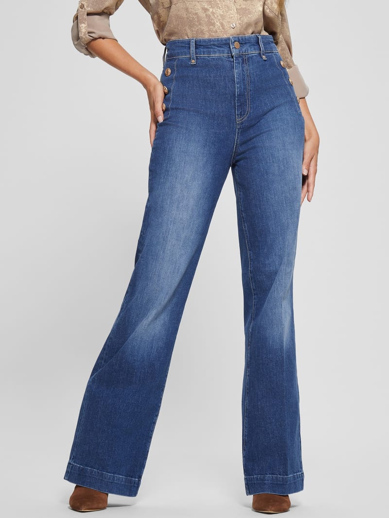Guess Eco Faye Sailor Flared Jeans - Enlinghtment Dark