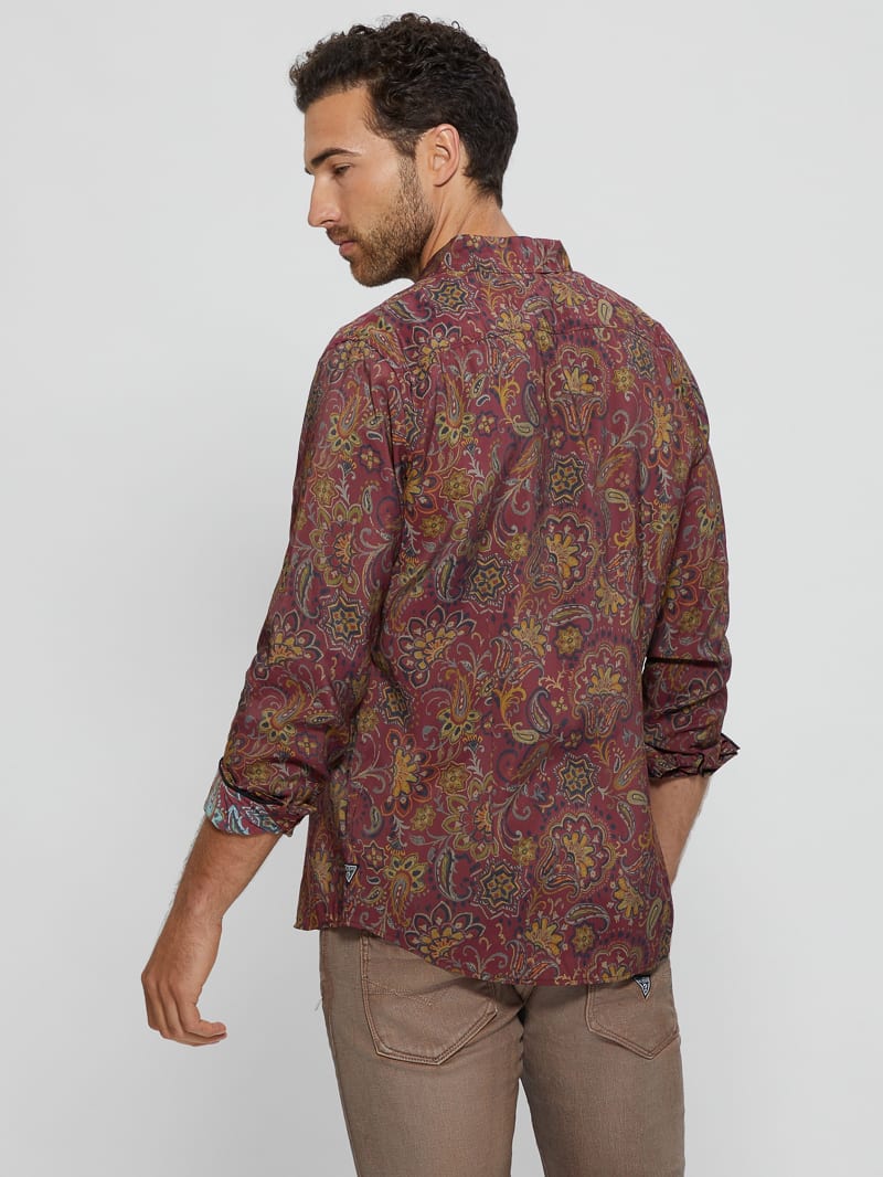 Guess Eco Sandwash Jacobean Shirt - Ikat Jacobean Truffle