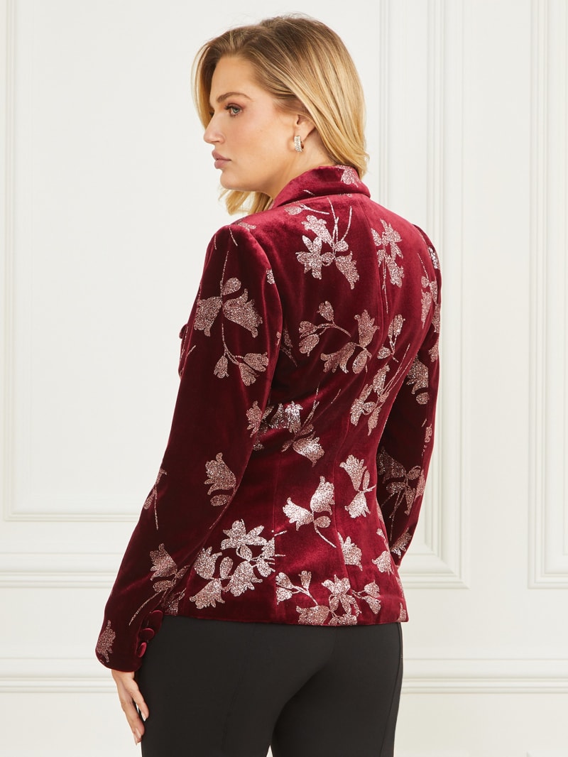 Guess Angelica Velvet Blazer - Purple Petal With Rose Go