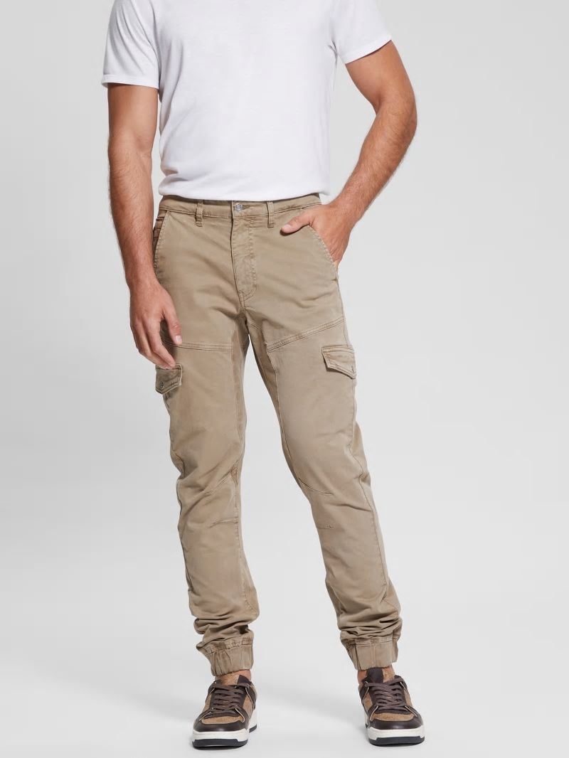 Guess New Kombat Tapered Twill Pants - Hashes Brown