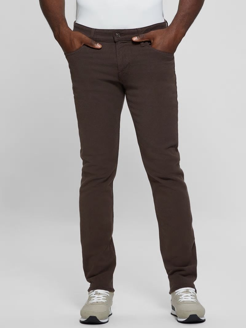 Guess Slim Tapered Pants - Espresso Brown Multi