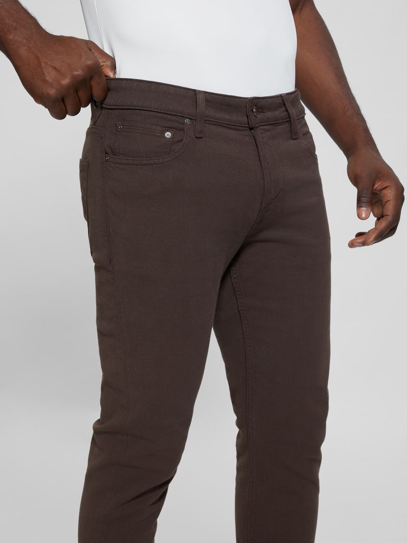 Guess Slim Tapered Pants - Espresso Brown Multi