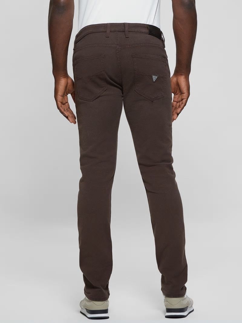 Guess Slim Tapered Pants - Espresso Brown Multi