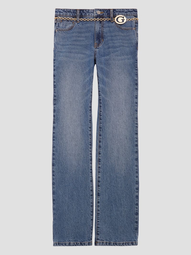 Guess Chain G-Belt Sexy Straight Jeans - Lunar Blue Wash