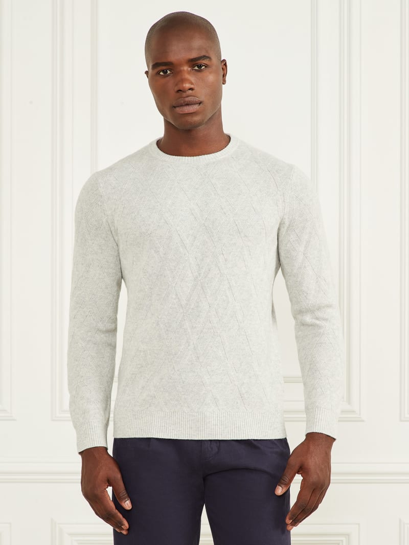 Guess Eco Rhombus Turtleneck Sweater - Light Stone Heather