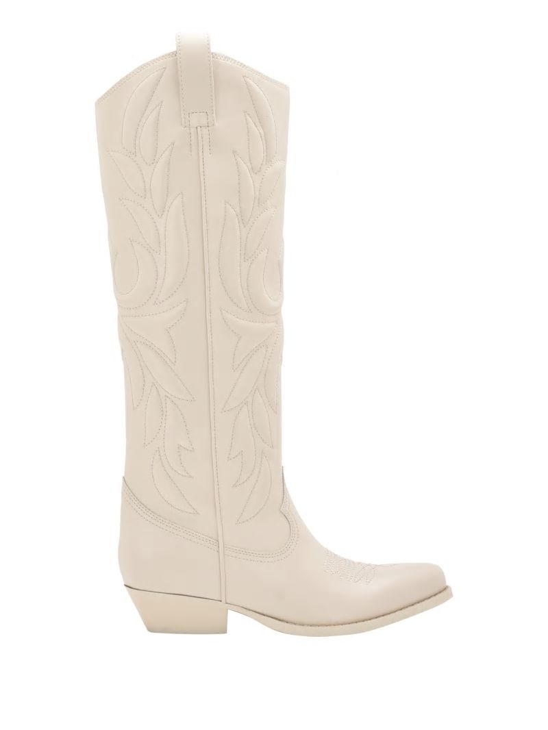 Guess Ginnifer Knee-High Cowboy Boots - Ivory 150