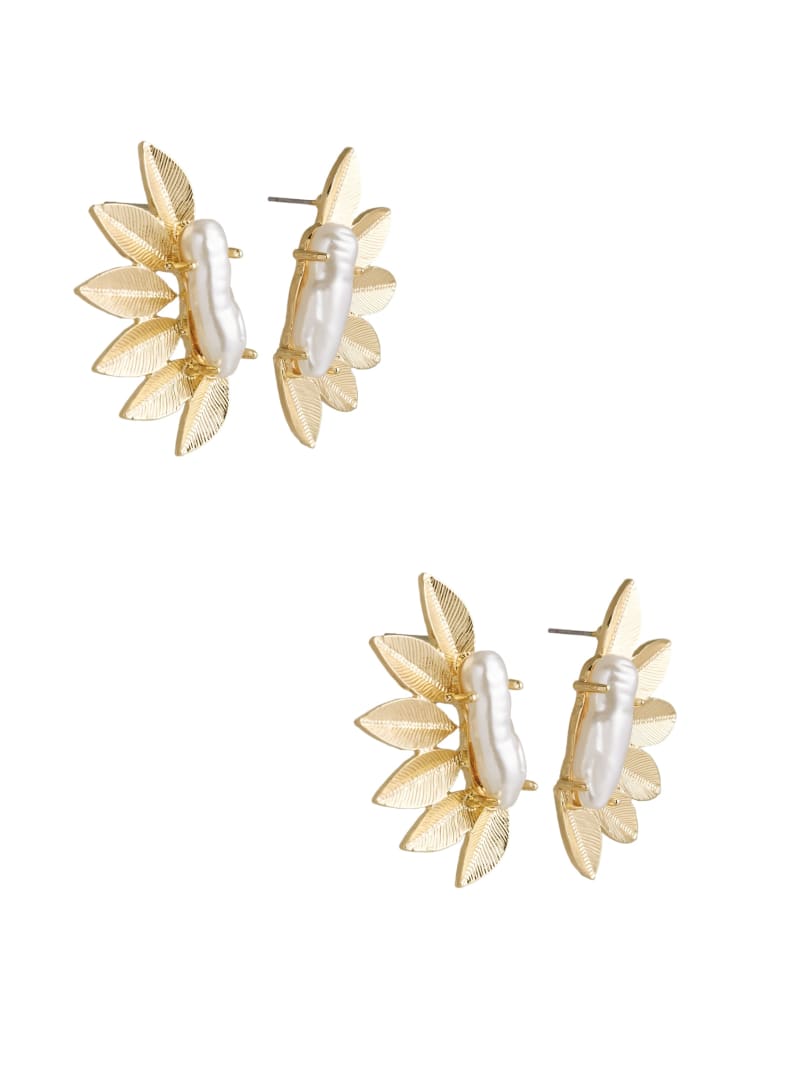 Guess 14K Gold-Plated Leaf and Pear Feather Earring - Silver/Gold