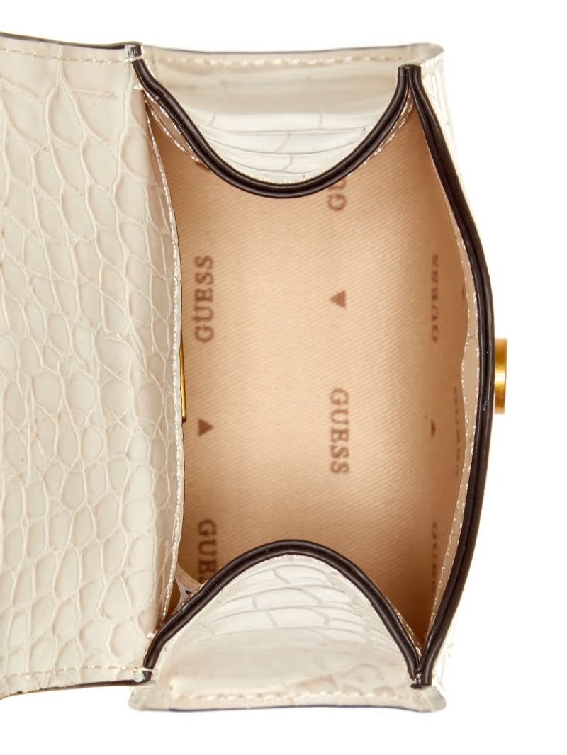 Guess Sestri Crocodile-Embossed Mini Crossbody - White