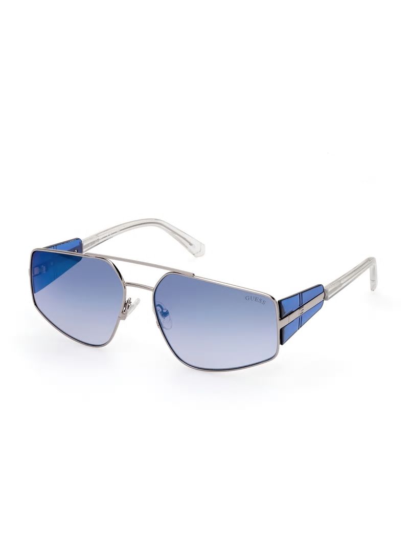 Guess Crystal Side Navigator Sunglasses - Silver