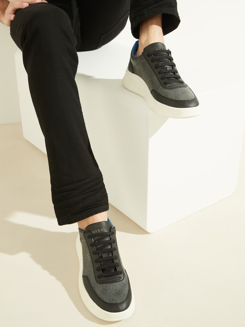 Guess Dolo Logo Low-Top Sneakers - Black Patent