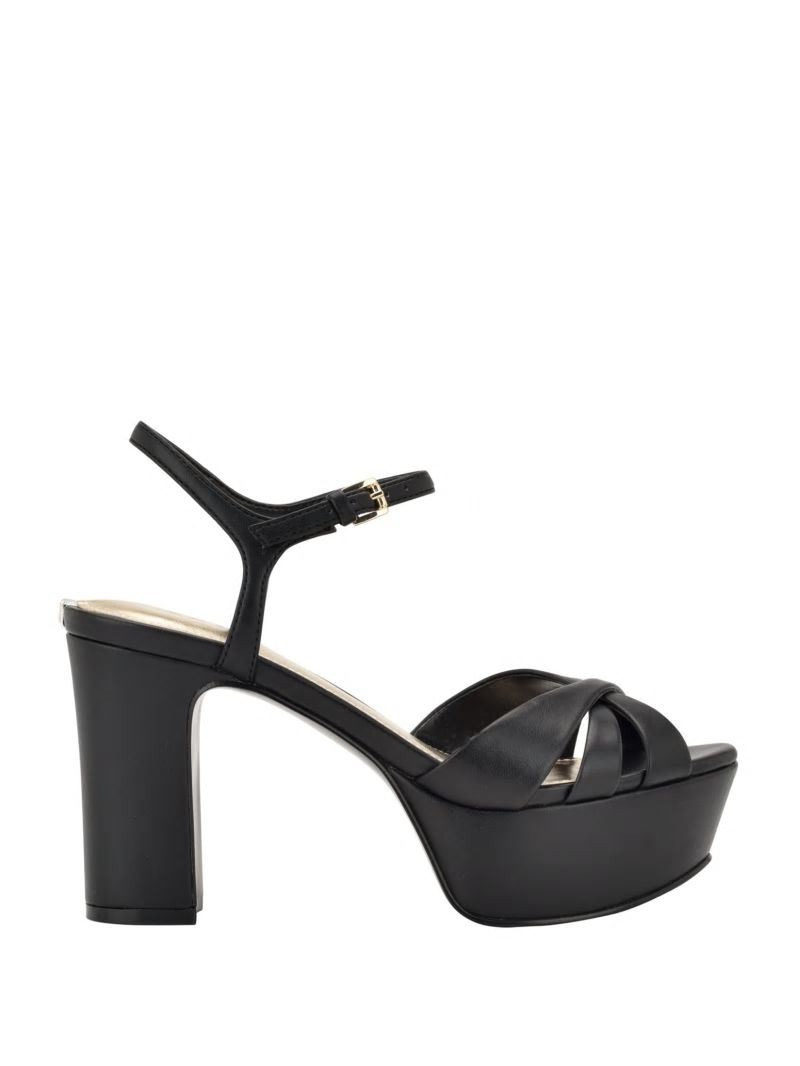 Guess Haylo Crisscross Platform Block Heels - Black 002