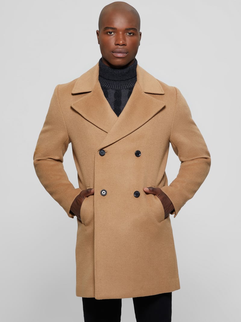 Guess Bel Air Melton Wool-Blend Peacoat - Desert Storm