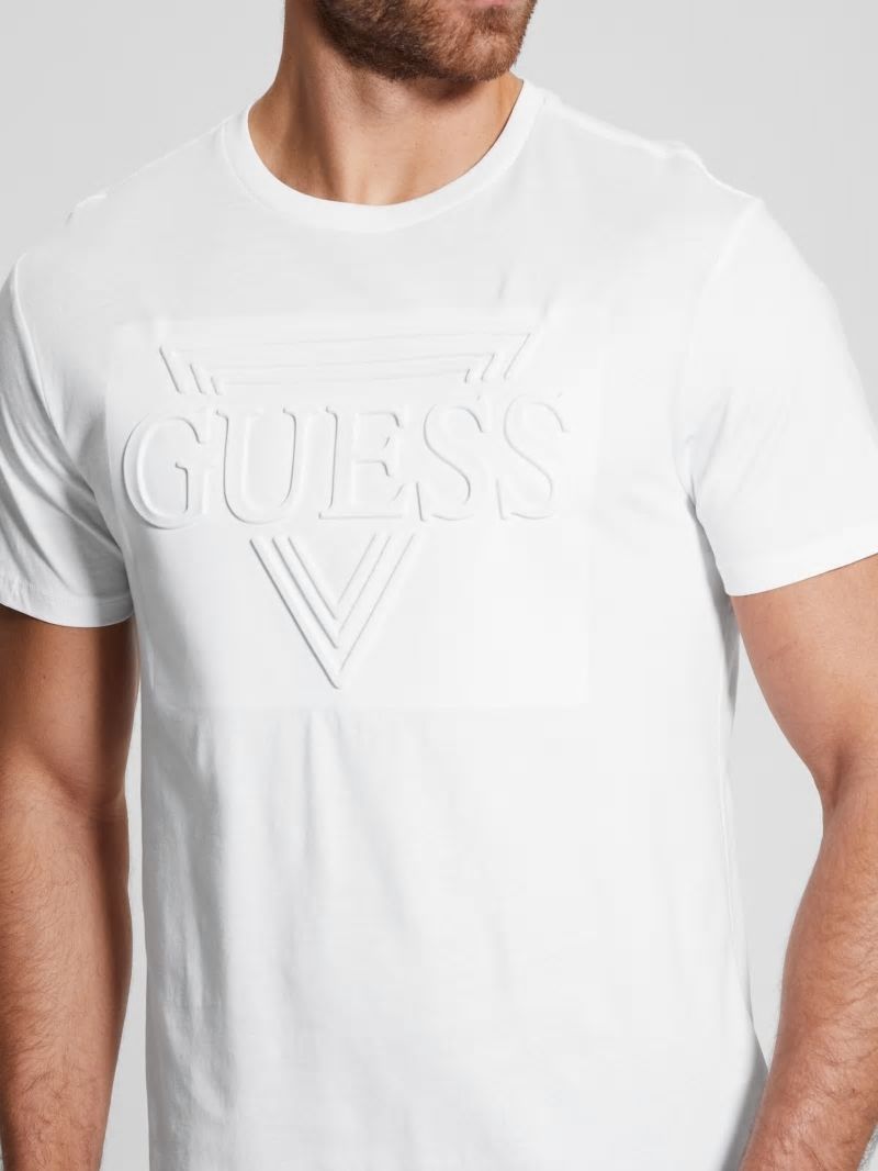 Guess Eco Embossed Logo Tee - Pure White