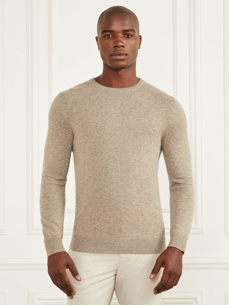 Guess Cashmere-Blend Crewneck Sweater - Earthenware Heather