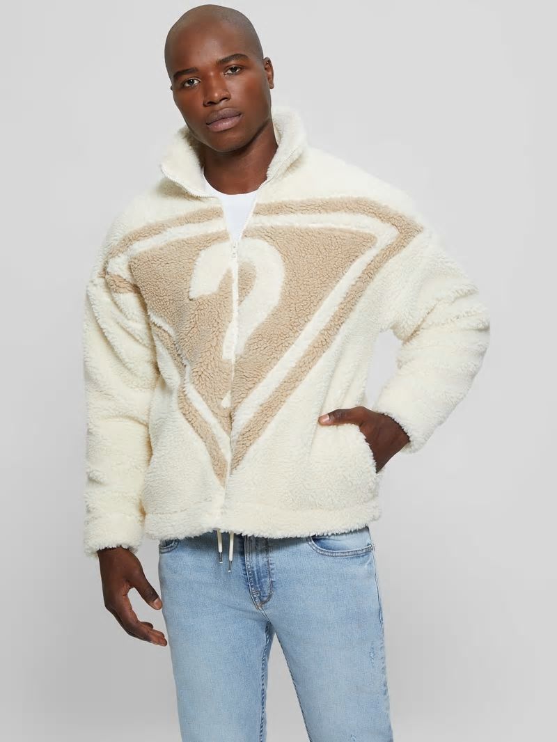 Guess GUESS Triangle Sherpa Jacket - Vanilla Cream