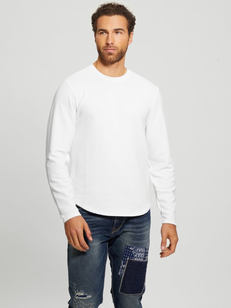 Guess Textured Long-sleeve Tee - Pure White