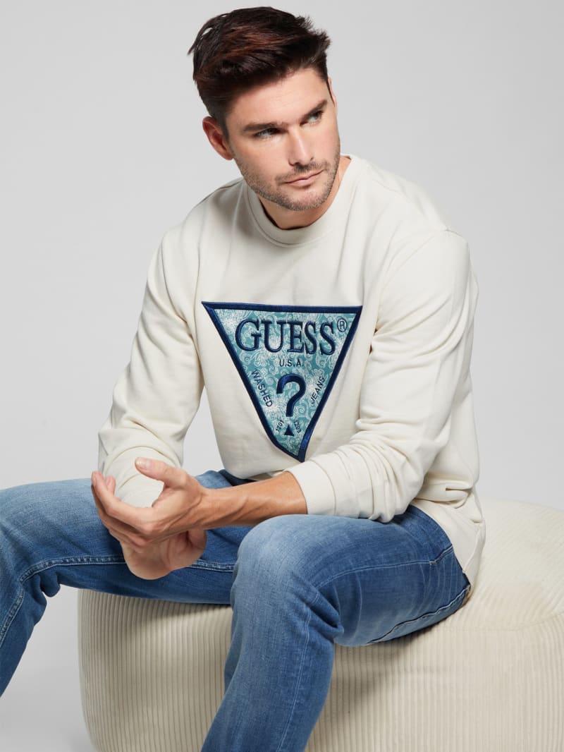 Guess Eco Triangle Crewneck Sweatshirt - Birch Bark