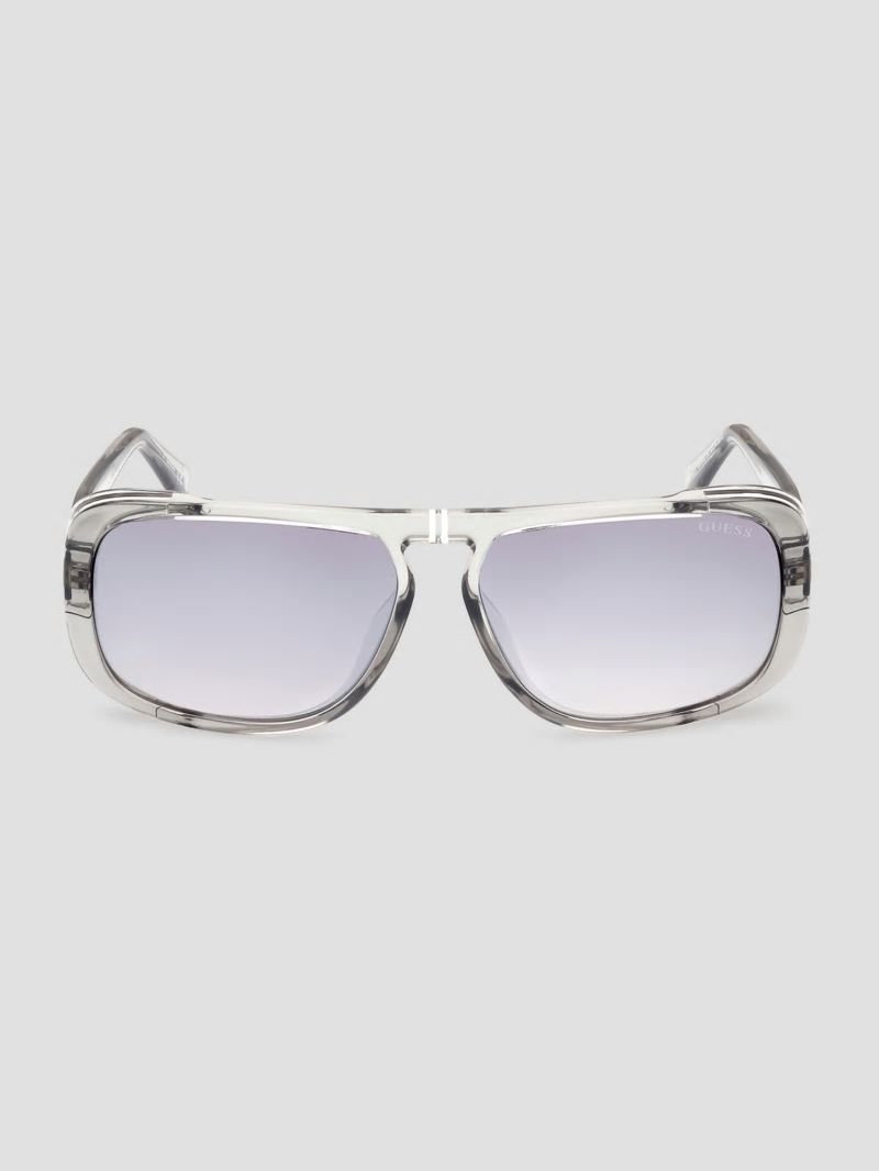 Guess Quincy Plastic Aviator Sunglasses - Grey