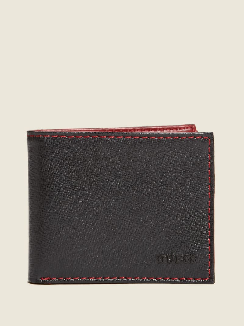 Guess Contrast Stitch Slimfold Wallet - Black