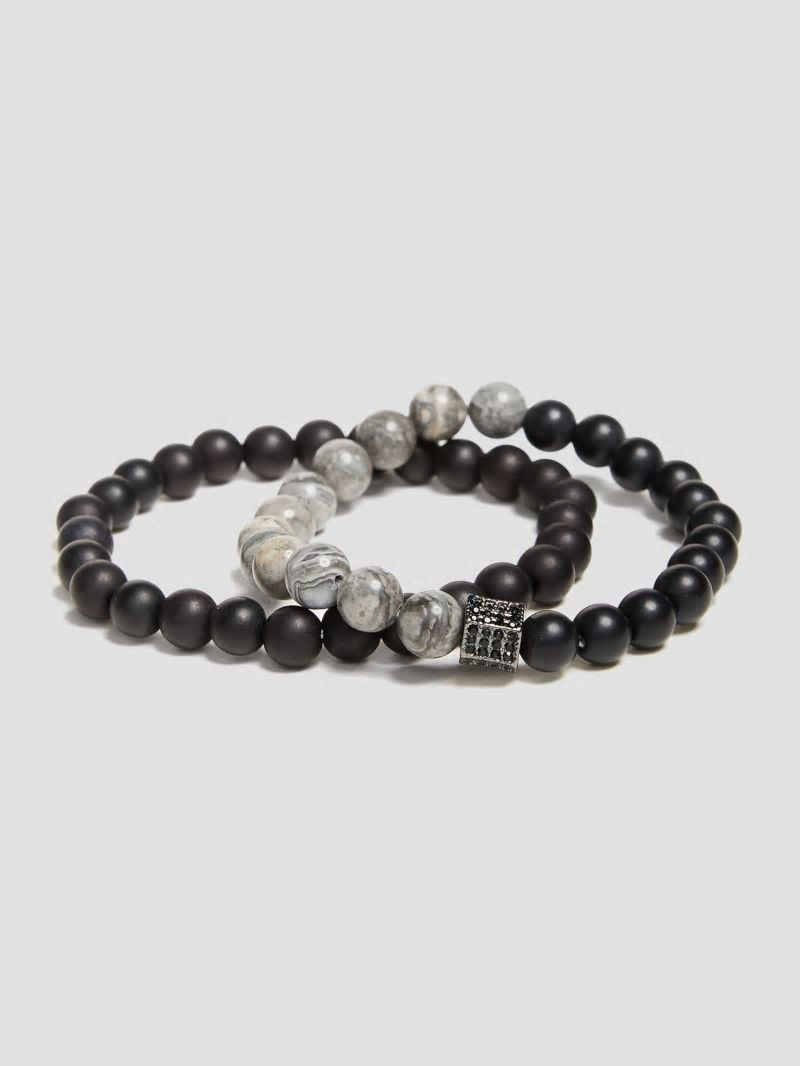 Guess Beaded Bracelet Set - Black Snakeskin