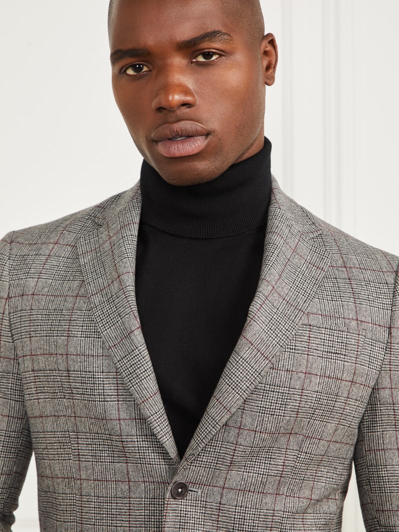 Guess Sean Notched Blazer - Black/White/Red Check