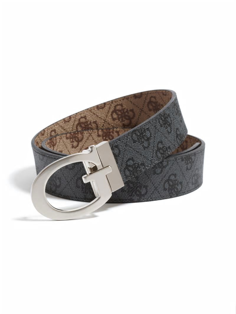 Guess Reversible Logo Belt - Brown/Black