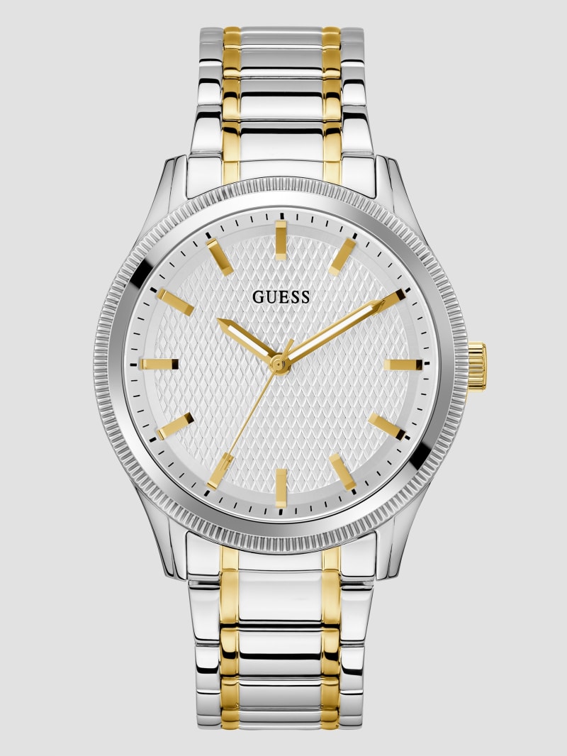 Guess Multi-Tone and White Analog Watch - Silver