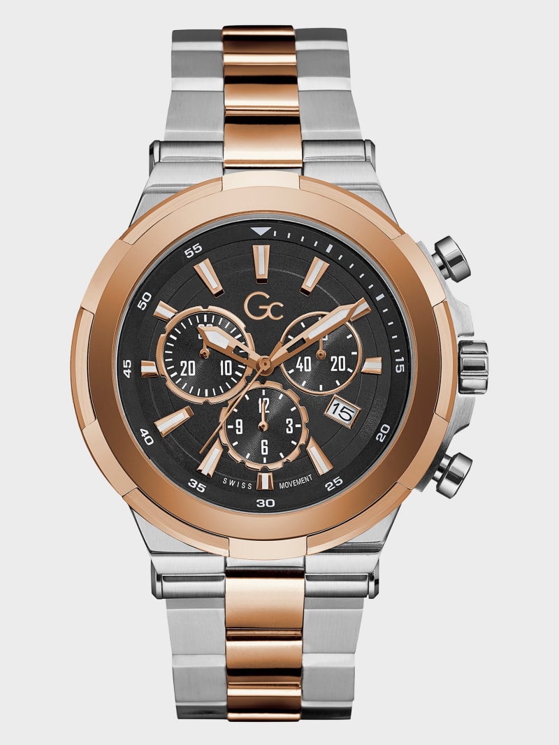 Guess Gc Rose Gold and Silver-Tone Chronograph Watch - Silver