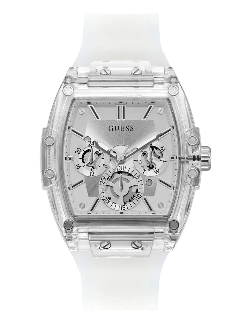 Guess Transparent And Silver-Tone Multifunction Watch - Silver