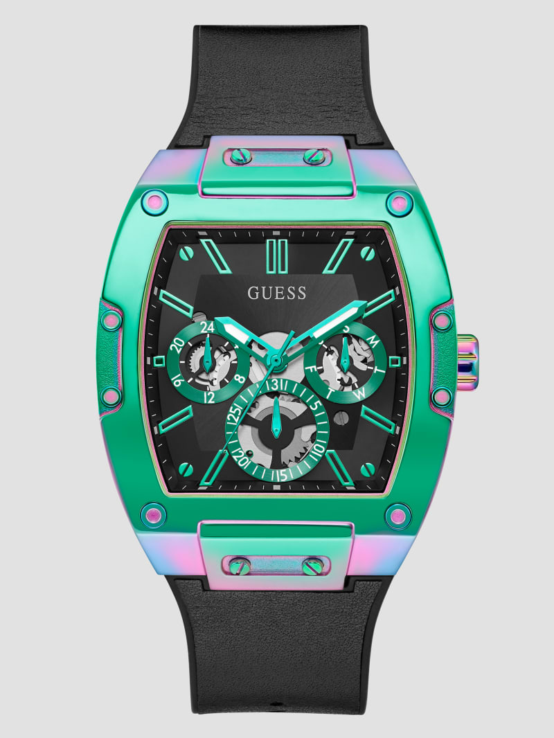 Guess Iridescent and Black Silicone Multifunction Watch - Black Multi