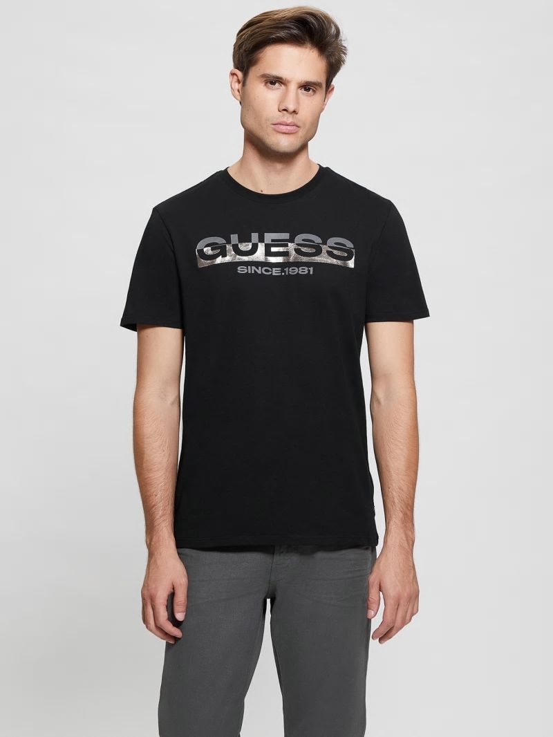 Guess Eco Metallic-Accented Tee - Black