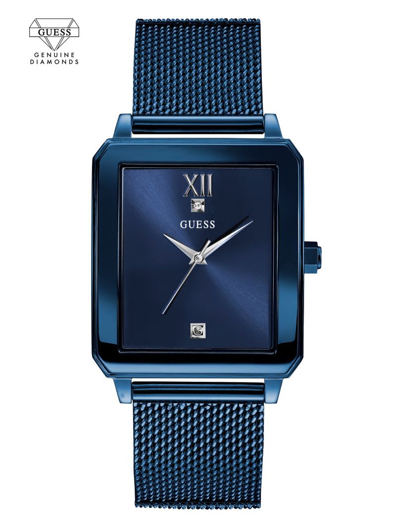 Guess Blue Diamond Rectangular Watch - Blue
