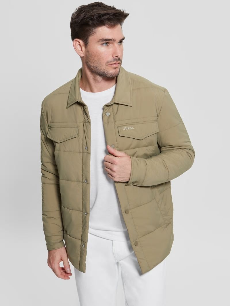 Guess Eco Quilted Shacket - Khaki Way