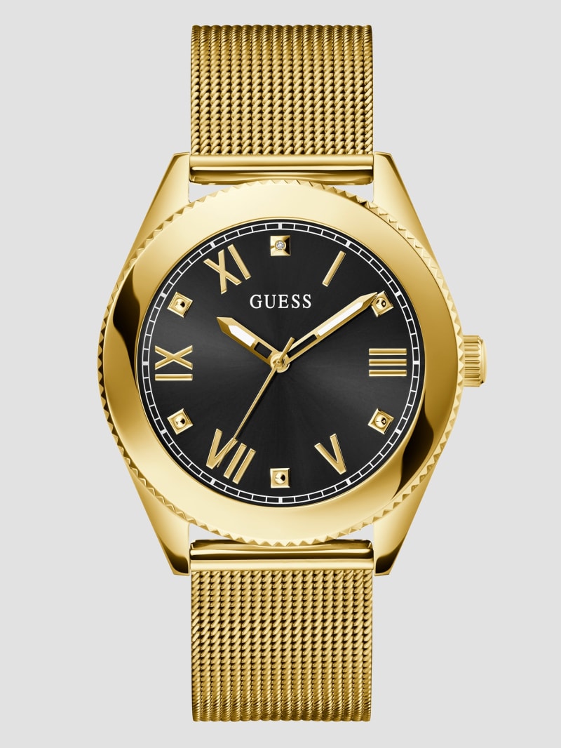 Guess Gold-Tone Mesh Analog Watch - Gold